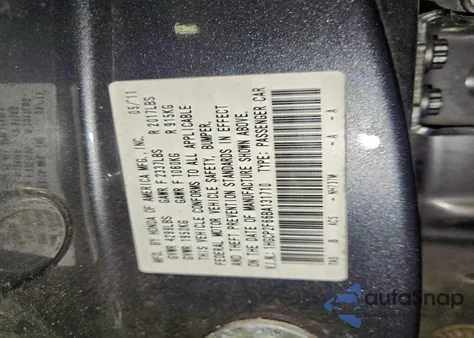 2011 Honda Accord Se from USA, damaged, VIN 1HGCP2F66BA131710